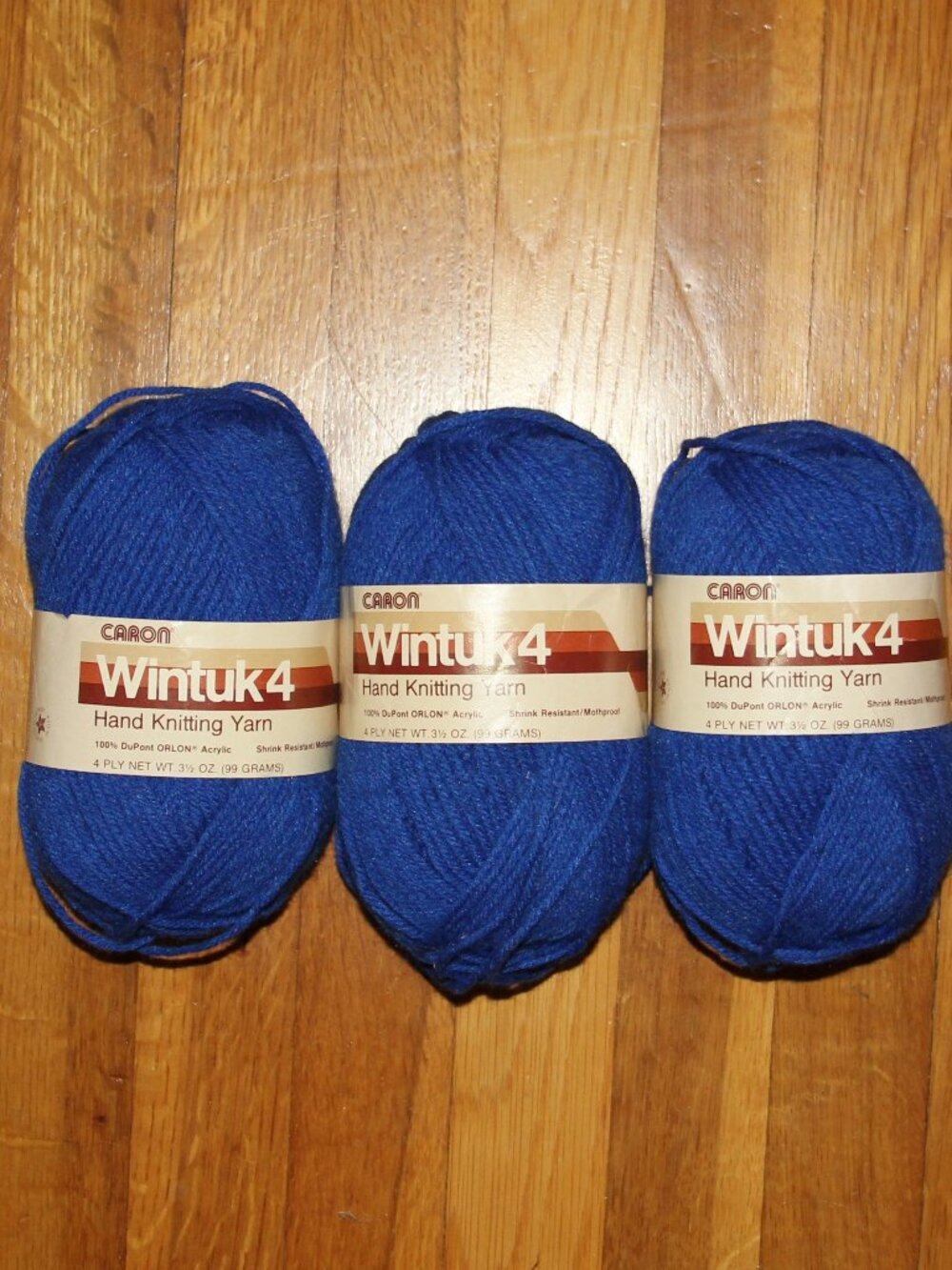 Caron Wintuk 4 Orlon Yarn Bright Navy 3 Skeins
